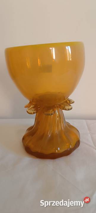 Szklana czara na nodze tazza KIS PRL Kraków