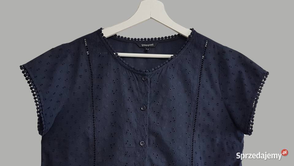 Damska bluzka granatowa bawełniana z krótkim krótki