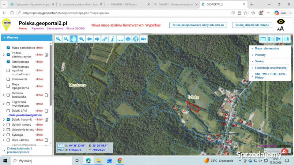 Działka BUDOWLANA 28 arów Bieszczady Bóbrka k 2847m2