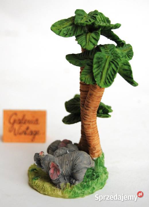 Słoń słonie pod palmami figurka z żywicy wielokolorowy Lublin