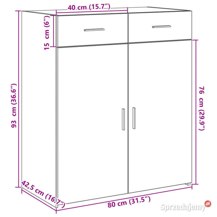 Szafka szary dąb sonoma 80x425x93 materiał sprzedam