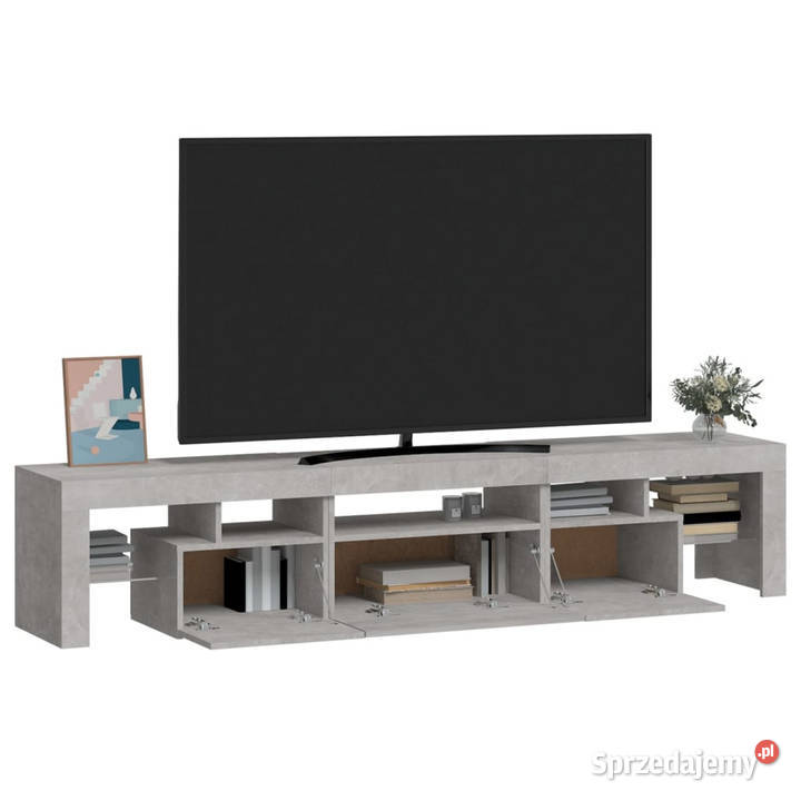 Szafka pod TV z oświetleniem LED szarość betonu Warszawa