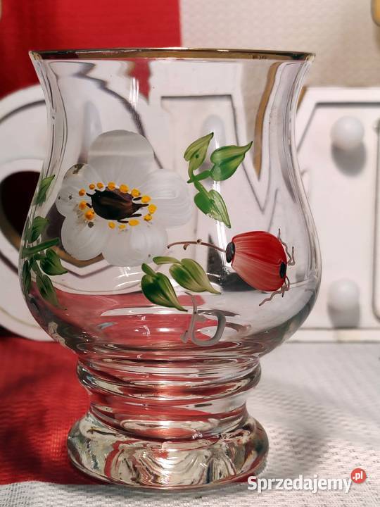 SZKLANKA vintage ręcznie malowana ze złotym Wrocław
