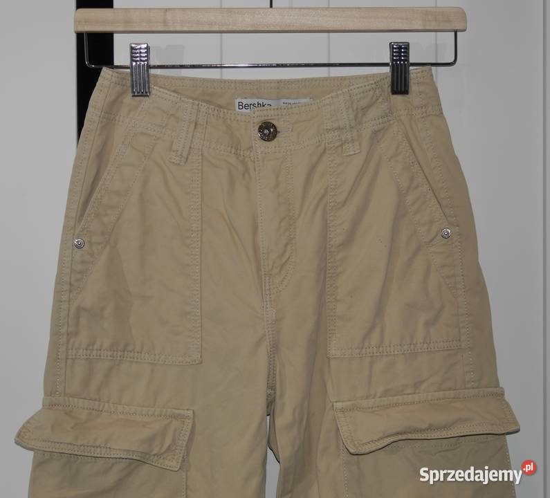 Bershka Cargo bojówki beż 32 XXS Długie Wrocław