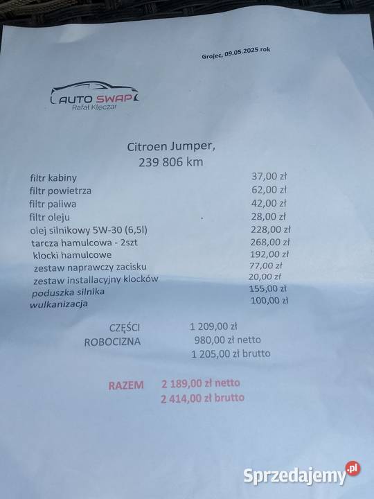 CITROEN JUMPER KAMPER 2014r diesel Motoryzacja małopolskie