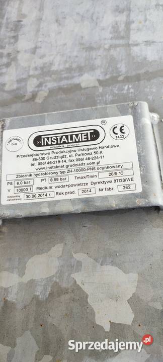 Zbiornik hydroforowy ocynkowany poj 10 000 Żabce