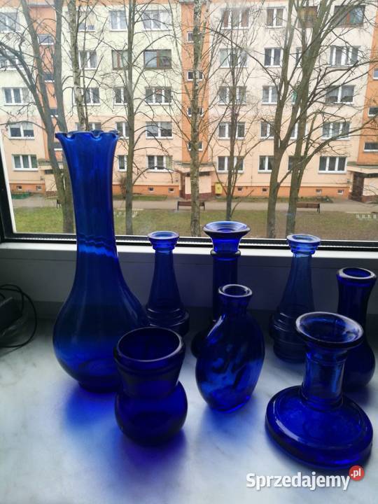 Zestaw szkła wazoniki świeczniki buteleczki Choszczno