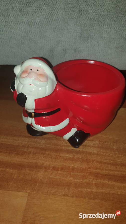 Osłonka doniczka ceramiczna czerwona z Mikołajem mazowieckie Warszawa