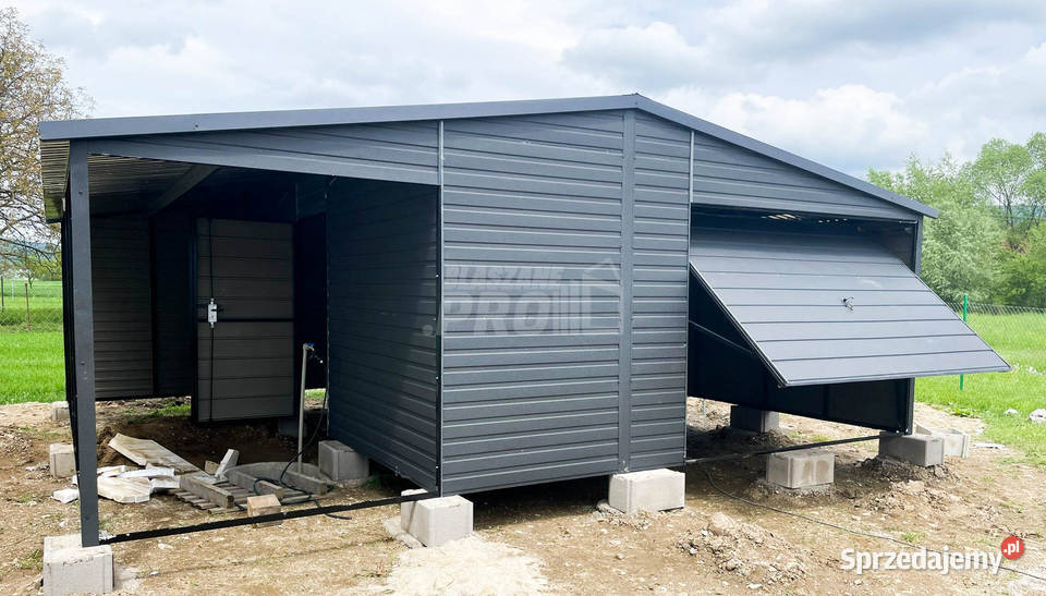 Garaż blaszany 5x6 wiata antracyt brama uchylna warmińsko-mazurskie Elbląg