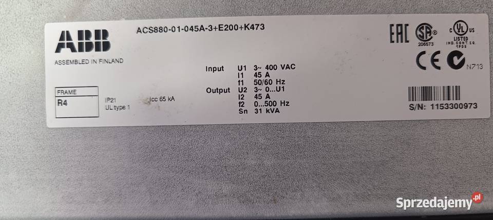 Falownikprzemiennik częstotliwości ABB ACS880 dolnośląskie sprzedam