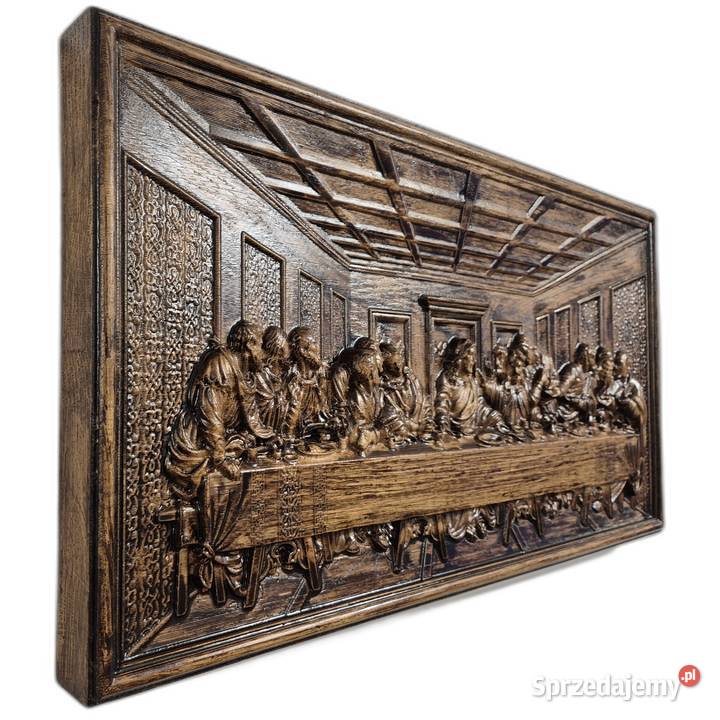 Płaskorzeźba w dębie Ostatnia Wieczerza Prezent Malechowo