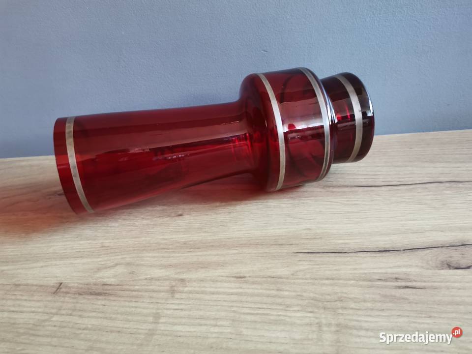 Stary czerwony wazon okolicznościowy PRL Porcelana i szkło Katowice