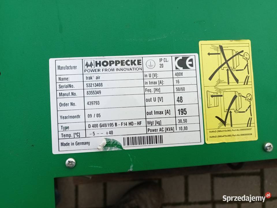 Ładowarka akumulatorowa Hoppecke 48v pakiet wielkopolskie Nowy Tomyśl