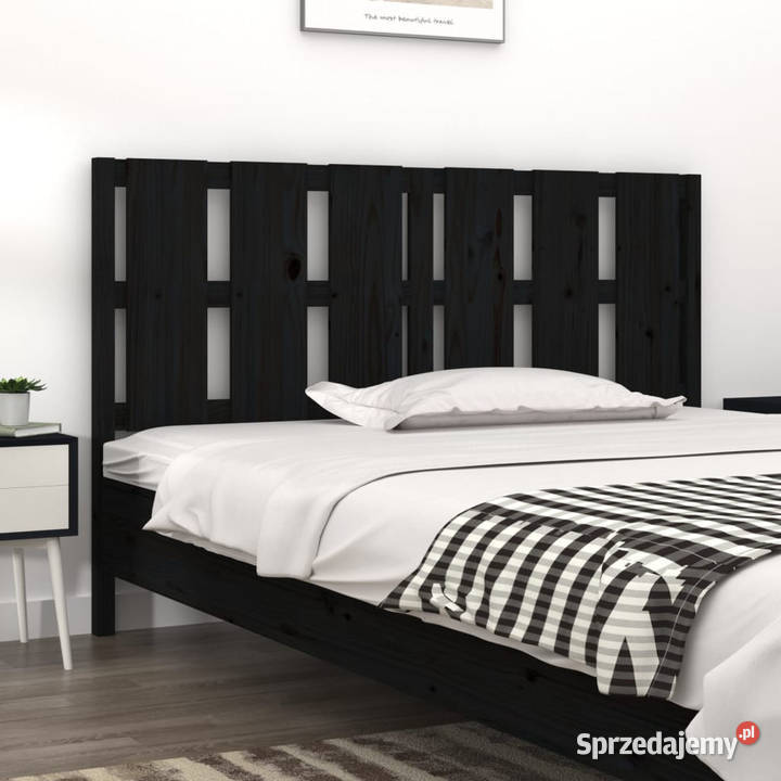 Wezgłowie łóżka czarne 1555x4x100 lite drewno mazowieckie