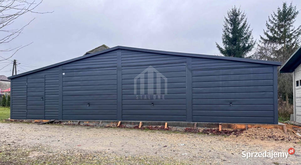Garaż blaszany 12x6m 3x brama uchylna 2x drzwi