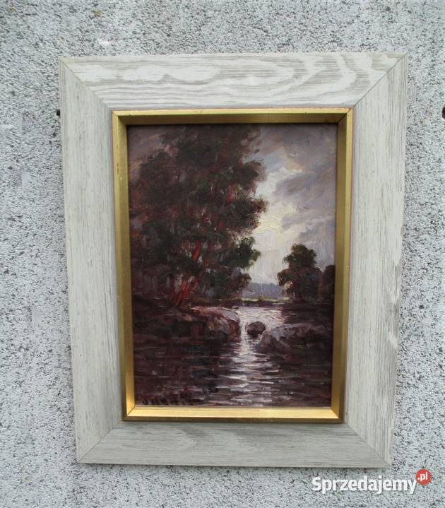 Obraz olejny Pejzaż Szwecja lata 60 Lublin