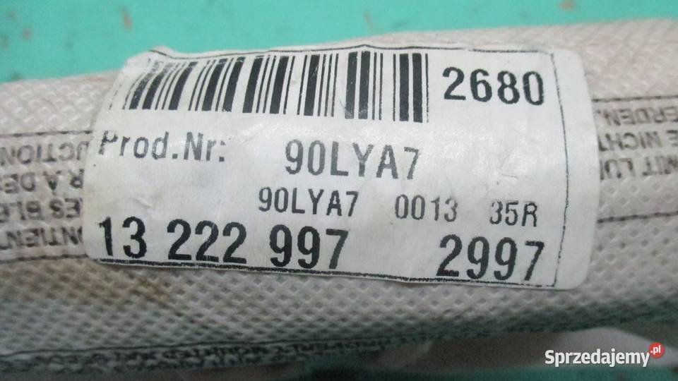 OPEL INSIGNIA A 18 B 09r AIRBAG kurtyna prawa osobowe