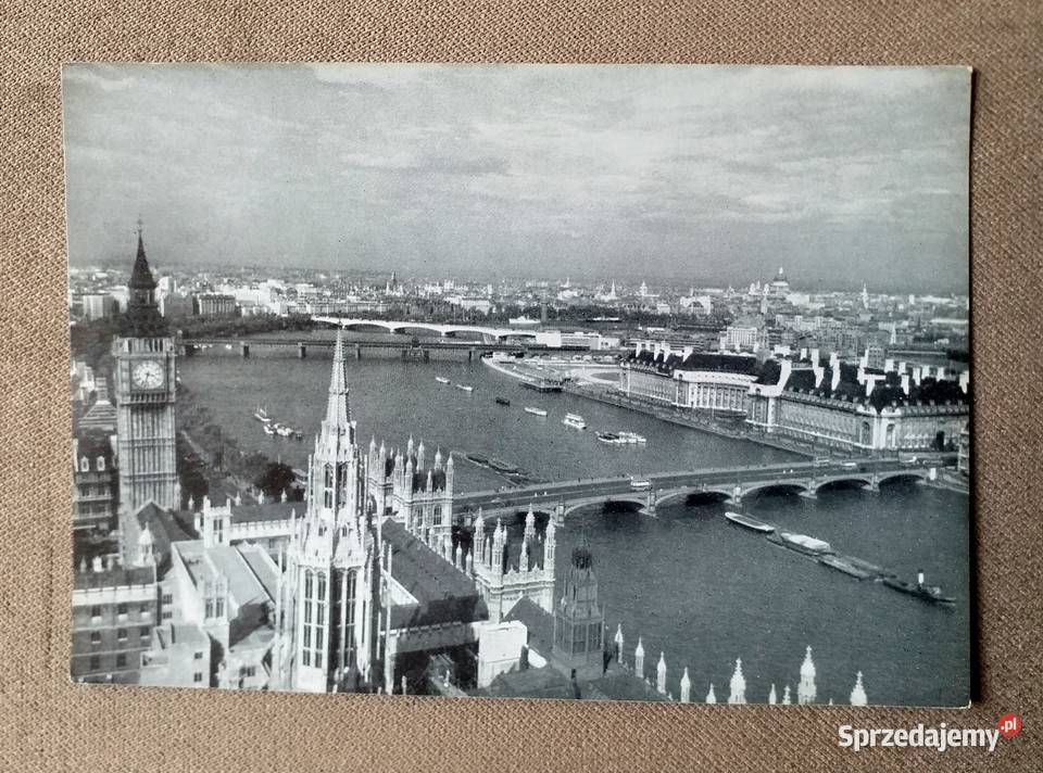 LONDYN WIDOK NA TAMIZĘ MOSTY I BUDYNKI RZĄDOWE Piszczac