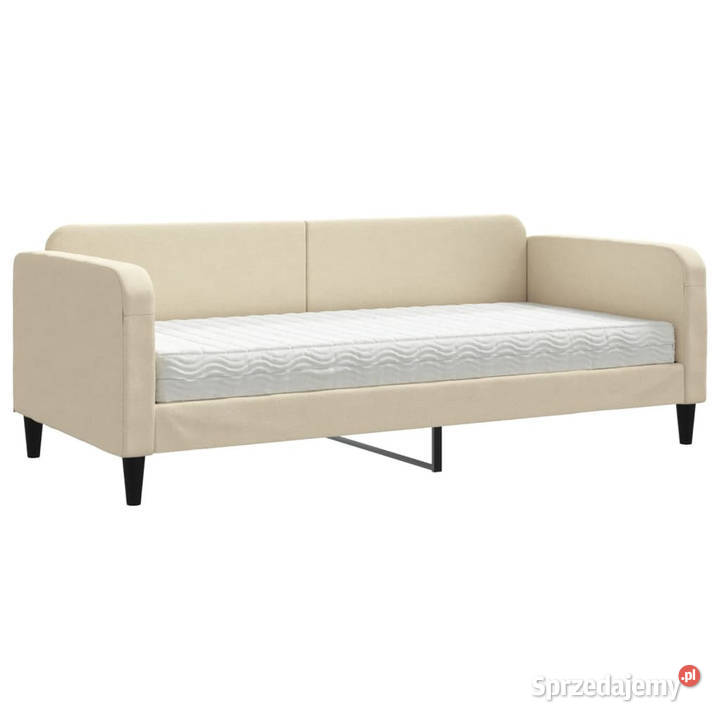 Sofa z materacem do spania kremowa tkanina Warszawa