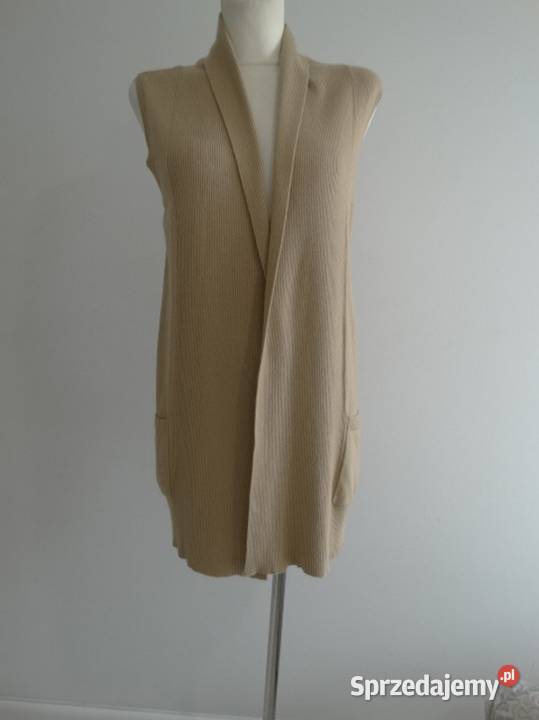 Kamizelka Wełniana z Angorą Camelowa Sweter Łomża