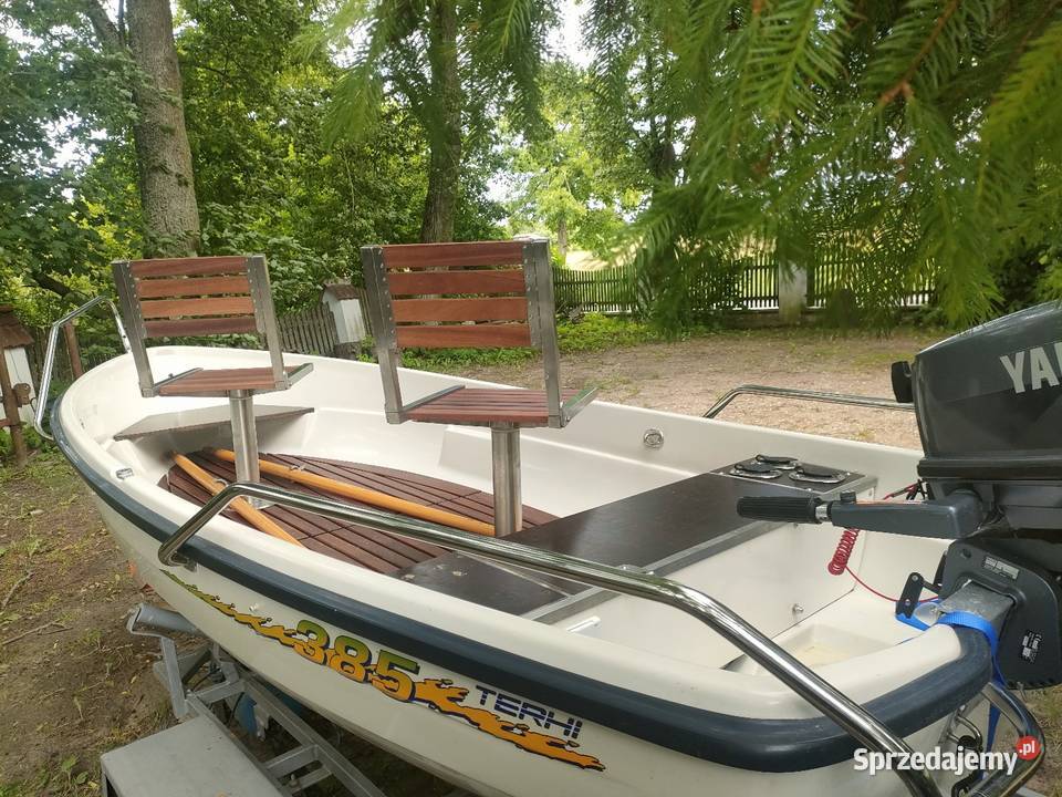 Łódka wędkarska silnik Yamaha przyczepka Giżycko