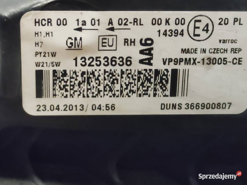 Lampa Prawy Przód Przednia Prawa Opel Meriva II Pleszew