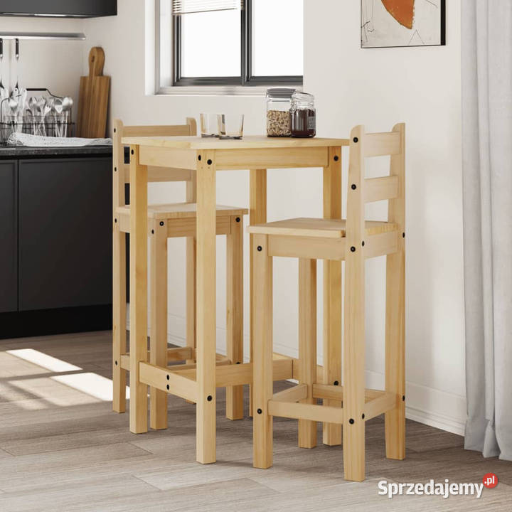 3cz zestaw mebli barowych lite drewno sosnowe Komplety mebli