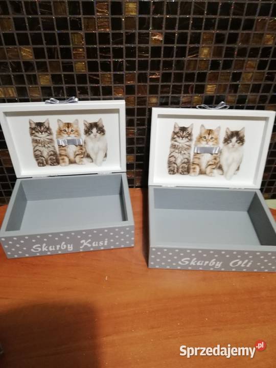 Szkatułka koty z imieniem handmade kotki drewno Kędzierzyn-Koźle sprzedam