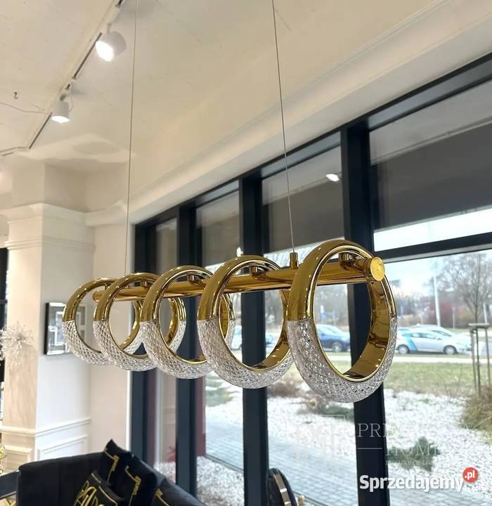 Żyrandol nowoczesny złoty glamour podłużny Round Warszawa
