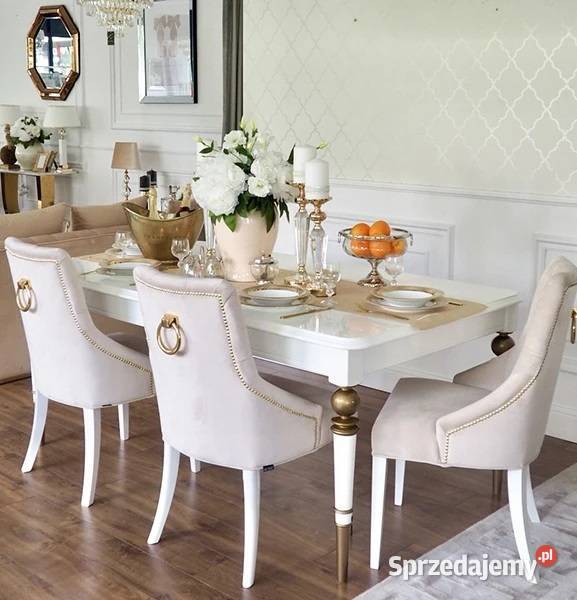 Krzesło glamour złote pikowane z kołatką mazowieckie