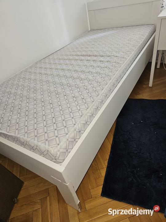 łóżko pojedyncze białe z materacem 95200 70