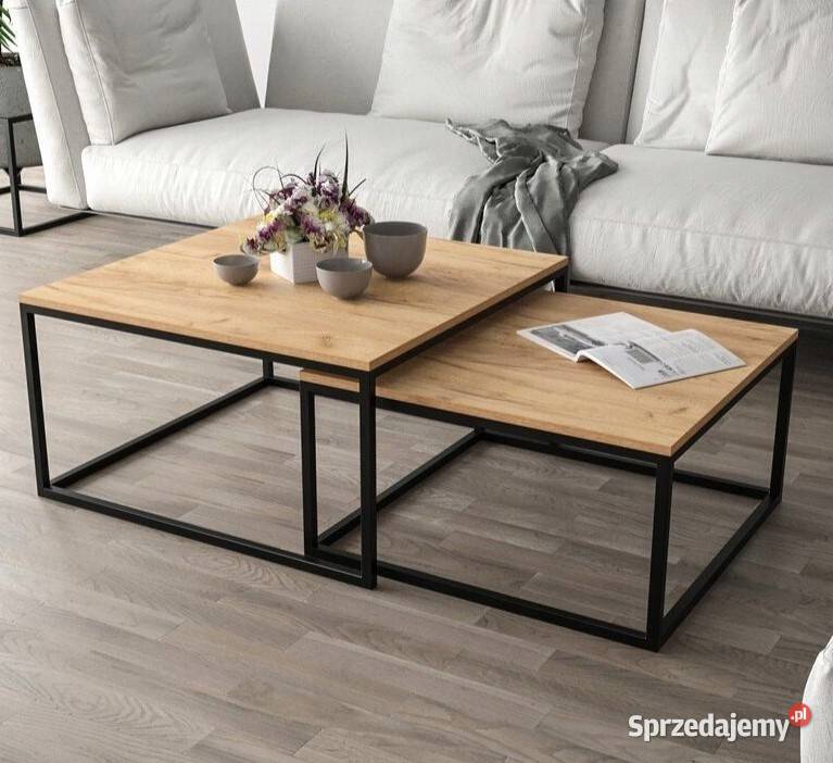 zestaw stolików kawowych loft Dąb konstrukcja Bartoszyce sprzedam