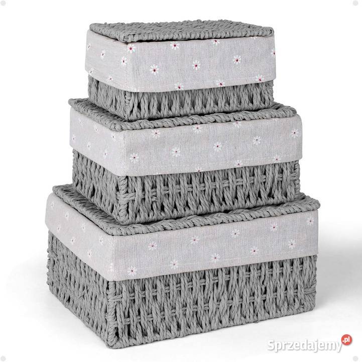 Kosz z pokrywką 3 sztuki pleciony kosz z liny Jaworzno