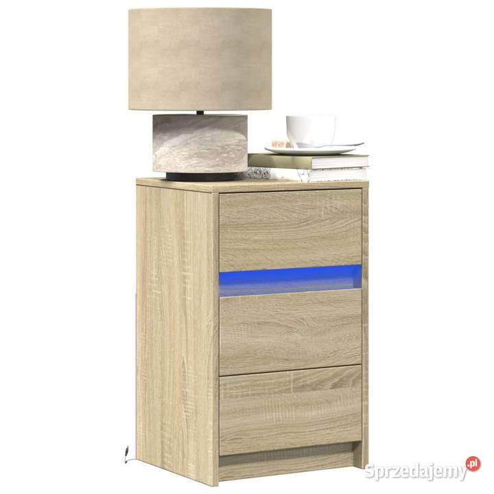 Szafka nocna z LED kolor dąb sonoma materiał