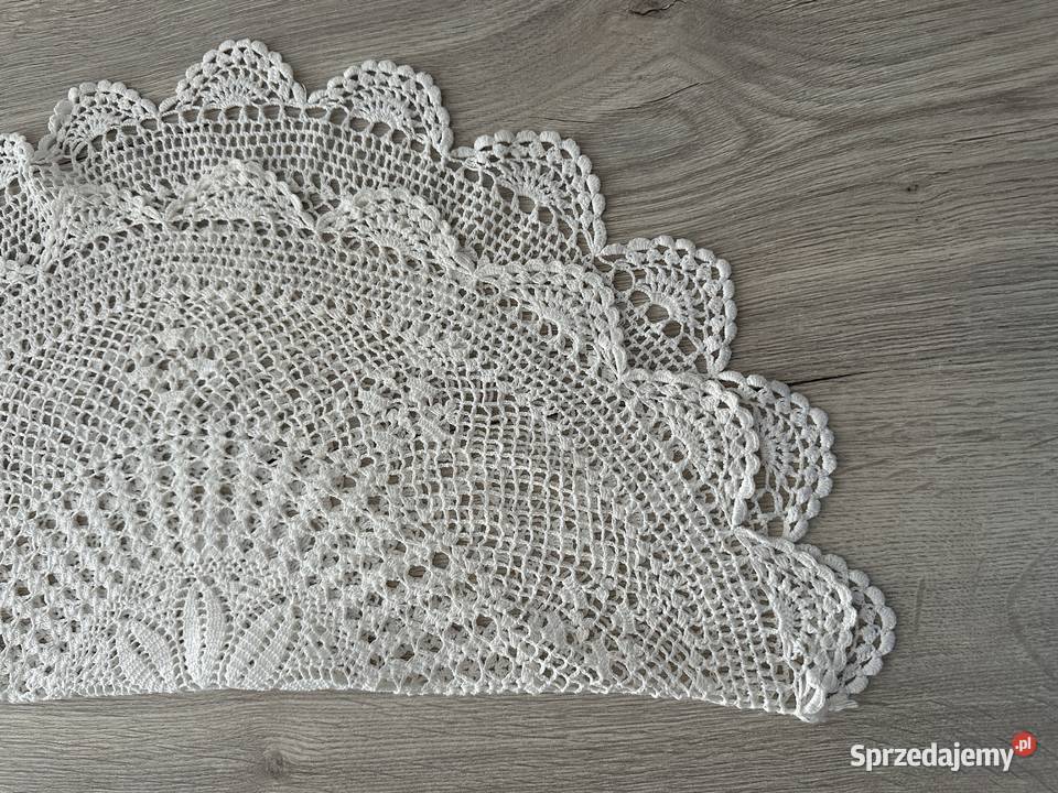 Serweta szydełko śr 60 biała Wyposażenie wnętrz