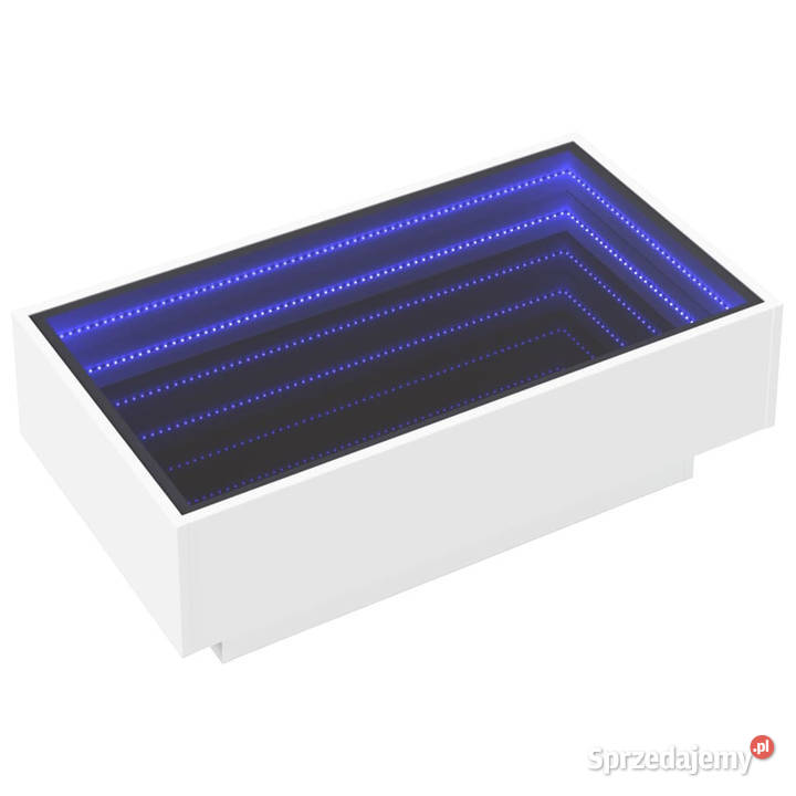 Stolik kawowy z LED biały 90x50x30 materiał Warszawa