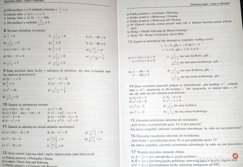 Matematyka 1 Zbiór zadań Zakres podstawowy M Rok wydania 2002 Chełm sprzedam