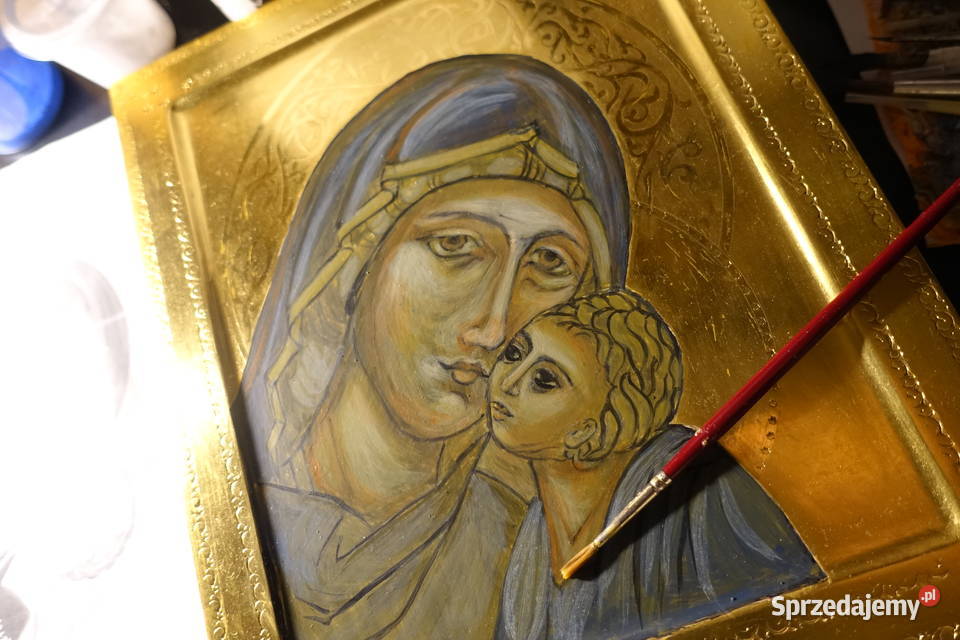Madonna Słodkiego Pocałunku Ikona Pisana złoto zachodniopomorskie Szczecin