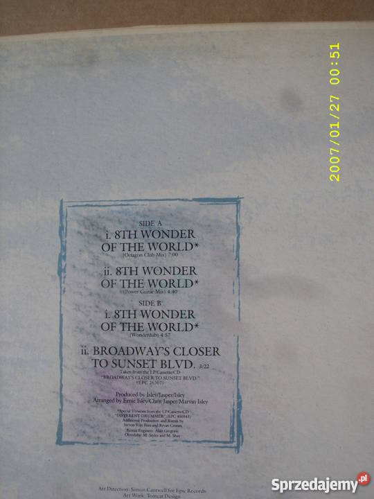 Singiel 12 ISLEY JASPER8 TH WONDER OF THE WORLD płyta winylowa dolnośląskie Wołów