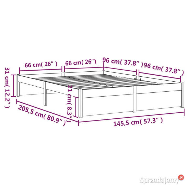 Rama łóżka szara lite drewno 140 x 200 WM814951 Meble Warszawa