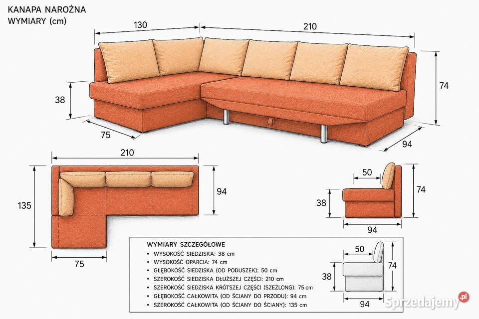 Sofa Kanapa Narożna W Stylu Skandynawskim Suchy Las