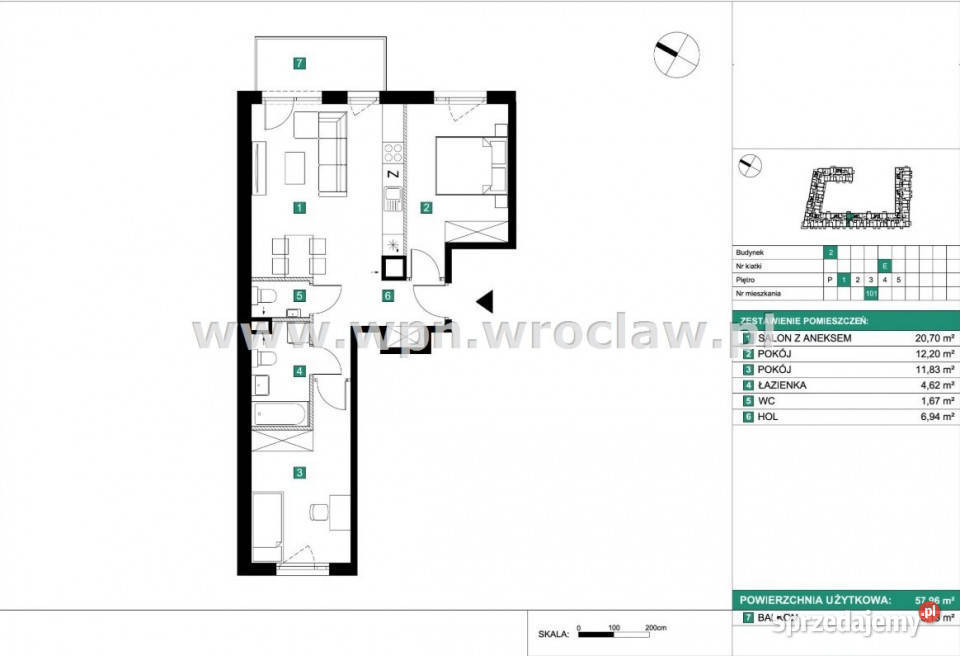 Mieszkanie Wrocław 5796 metrów 3pok