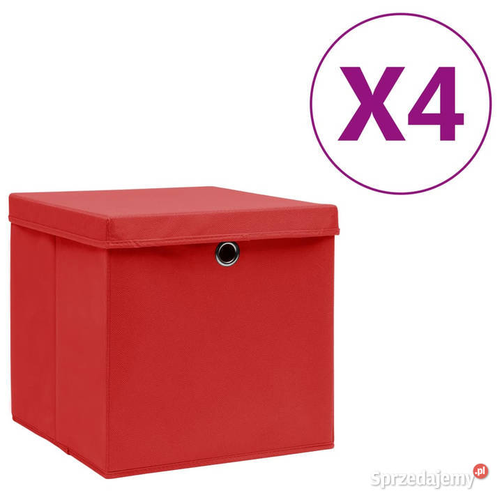 Pudełka z pokrywami 4 28x28x28 czerwone WM325220