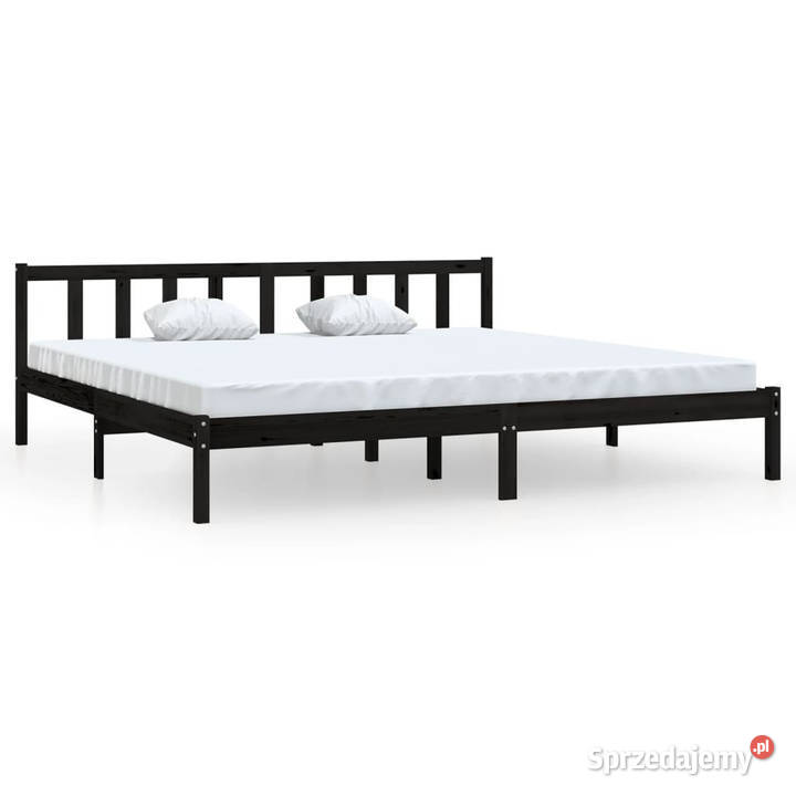 Rama łóżka czarna lite drewno sosnowe 200 x 200