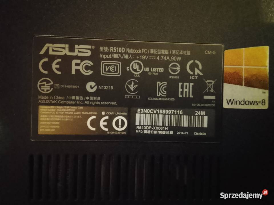 Laptop ASUS R510DP w całości na części Krasnystaw