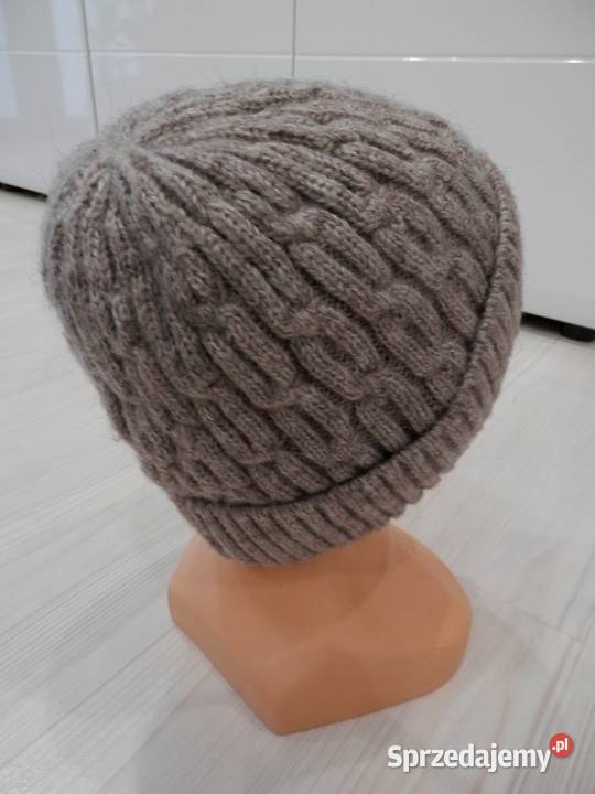 Czapka Wełniana Wełna Wiskoza Beanie Warkocze