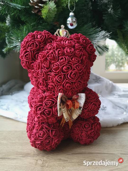 Miś z róż piankowych bordowy wys 25 mazowieckie Otrębusy