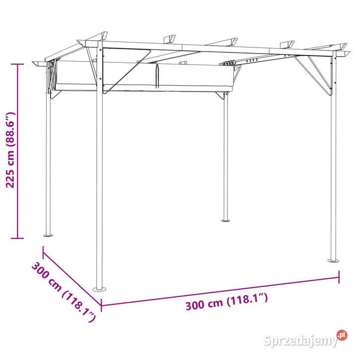 Pergola ze zwijanym dachem śmietankowa 3x3 m