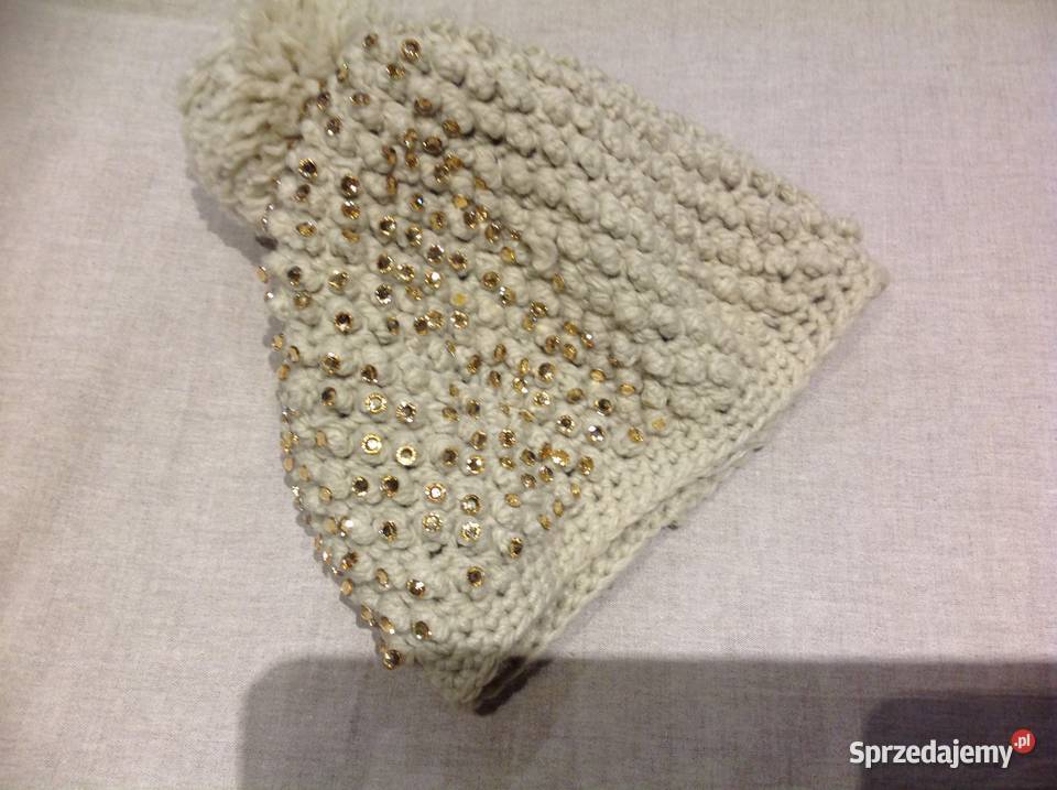 Czapka beżowa wełniana Damska Nowa Sól