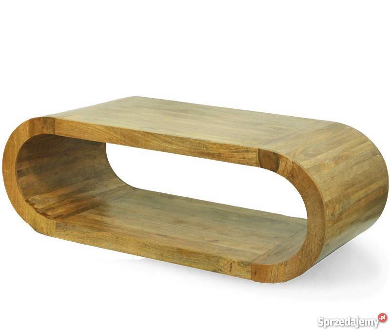 Owalny drewniany kolonialny stolik kawowy ława lite drewno